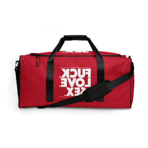 FUCK.LOVE.SEX Red Duffle Bag