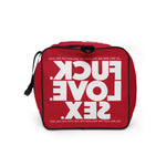 FUCK.LOVE.SEX Red Duffle Bag