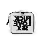 FUCK.LOVE.SEX White Duffle Bag